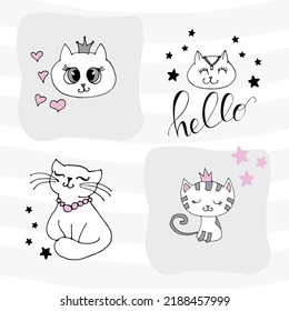 Se coloca con un gato lindo sobre un fondo blanco. los niños imprimen.