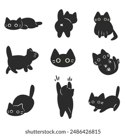 Set of cute cat poses