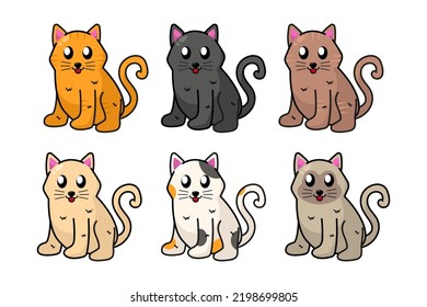 Set of cute cat vector illustration