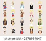 Set of cute catholic saints. Perfect for wedding invitations, greeting cards, logos, planners, scrapbooking, nursery decor, and digital crafts.