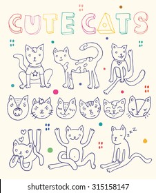 Set of cute cats