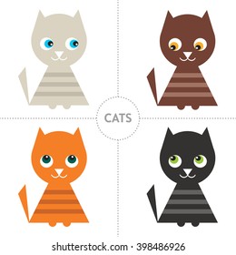 Set of cute cats. It can be used as - logo, pictogram, icon, infographic element.