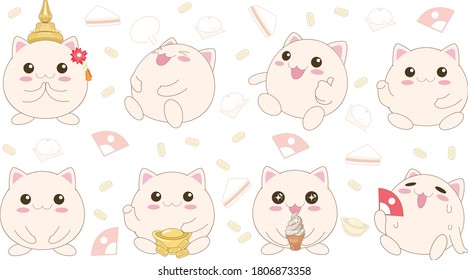 Set of cute cats. cartoon style. Vector illustration