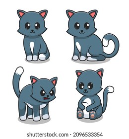 Set Cute Cats Cartoon Vector Icon Stock Vector (royalty Free 