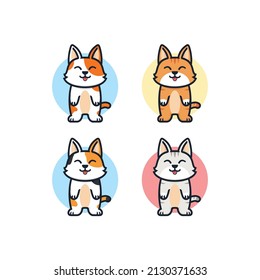 Set of cute cats with different colors, colorful characters vector illustration