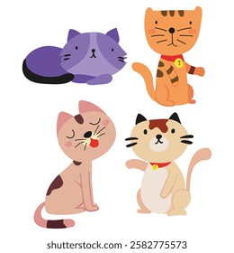 A Set of cute cats and dogs on a white background, Cartoon Animal head collection in Black and White
