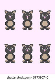 Set of cute cats expressing different emotions