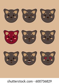 Set of cute cats expressing different emotions