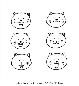 Set of cute cat's faces. Doodle style.