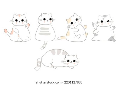 Set of cute  cats. Funny kitten.