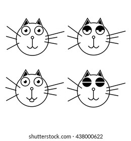 Set of cute cats illustration - stock vector