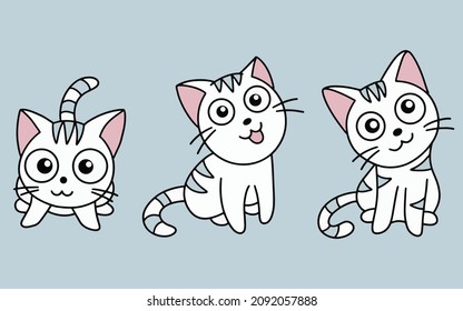 Set of Cute Cats Kitty Cartoon Animal Pet Character Happy collection illustration