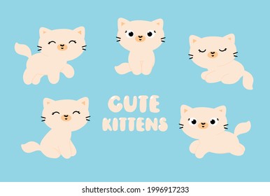 A set of cute cats. Minimalistic design in cartoon style for children.