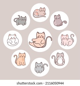 set cute cats pets animals