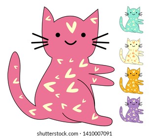 Set of cute cats in simple design for kid's greeting card design, t-shirt print, inspiration poster
