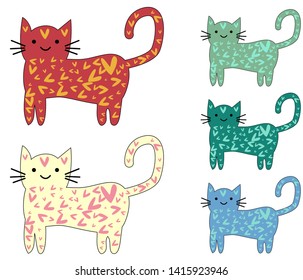 Set of cute cats in simple design for kid's greeting card design, t-shirt print, inspiration poster