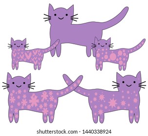 Set of cute cats in simple design for kid's greeting card design, t-shirt print, inspiration poster