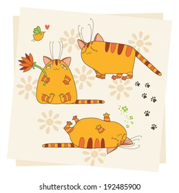 Set of cute cats vector Illustration