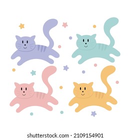 set of cute cats, vector illustration