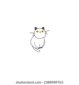 set of cute cats in white adorable