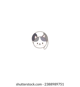 set of cute cats in white isolated