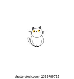set of cute cats in white style