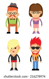 Set of cute character icons 