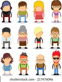 Set of cute character icons in flat design