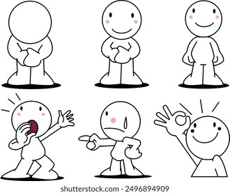 Set of cute character poses