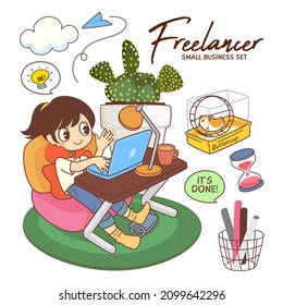 conjunto de adorables trabajos de carácter desde casa