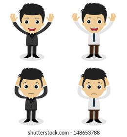 set of cute characters businessman and office worker poses in various