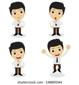 set of cute characters businessman and office worker poses in various