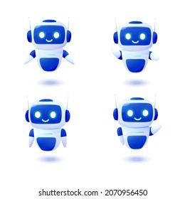 Set of cute chatbot. Online consultation. Vector cartoon illustration