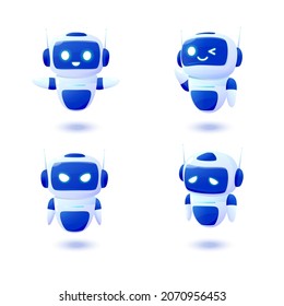 Set of cute chatbot. Online consultation. Vector cartoon illustration