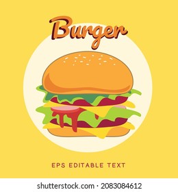 Set of cute cheese burger vector. Cute illustration cheese burger. Cute vector set. Hand-drawn vector set. 