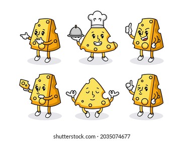 Set Of Cute Cheese Mascot Design