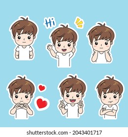Set Of Cute Chibi Boy With Different Expression 1