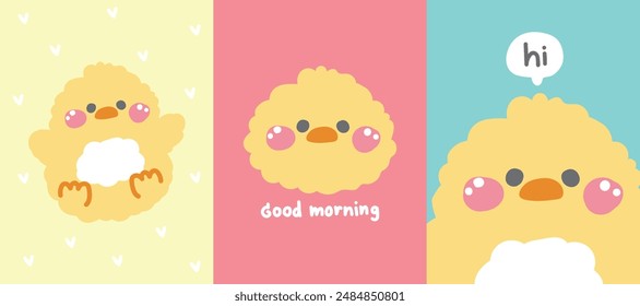 Set of cute chicken.Hen.Animal farm cartoon character.Cover notes.Paper notes.Stationary.Image for card,sticker,decoration,baby clothing.Kawaii.Vector.Illustration.