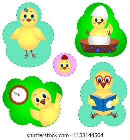 set of cute chickens.