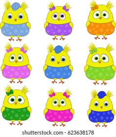Set of cute chickens