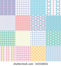 Set of cute childish seamless vector patterns. Vintage Tile
