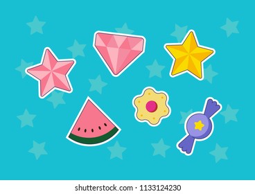 Set of cute childish vector stickers