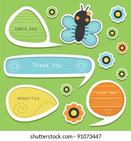 set of cute childlike text frames. vector illustration