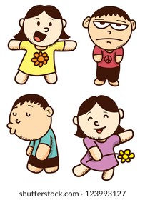 set of cute children expressions cartoon