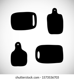Set of cute chop board. Simple isolated cutting icon vector. Kitchen object hand drawn for logo. Vector Illustration 