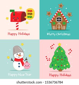 set of cute Christmas cards