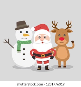Set of cute Christmas character. Vector illustration