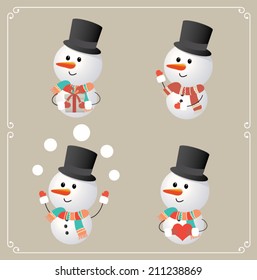 Set of cute Christmas character. Vector illustration