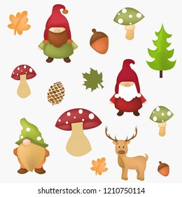 Set of cute christmas characters great for Christmas, New Year, winter, kids, graphic and web design.