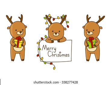 Set of cute Christmas deers